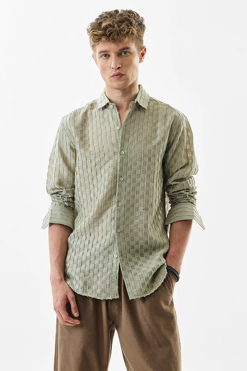 Slim Fit Stripe Light Green Shirt