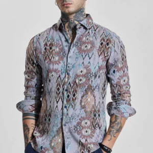 Lavender Abstract Slim Fit Shirt