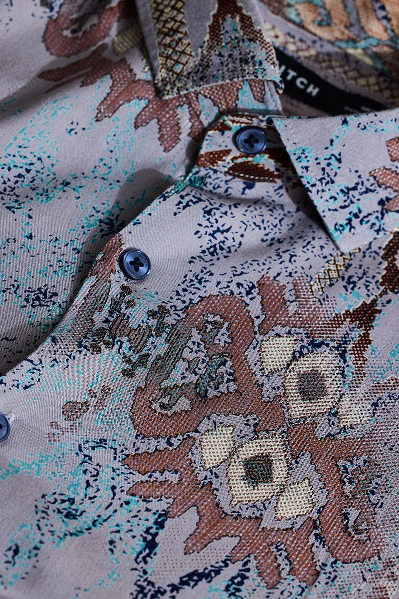 Lavender Abstract Slim Fit Shirt - Image 3
