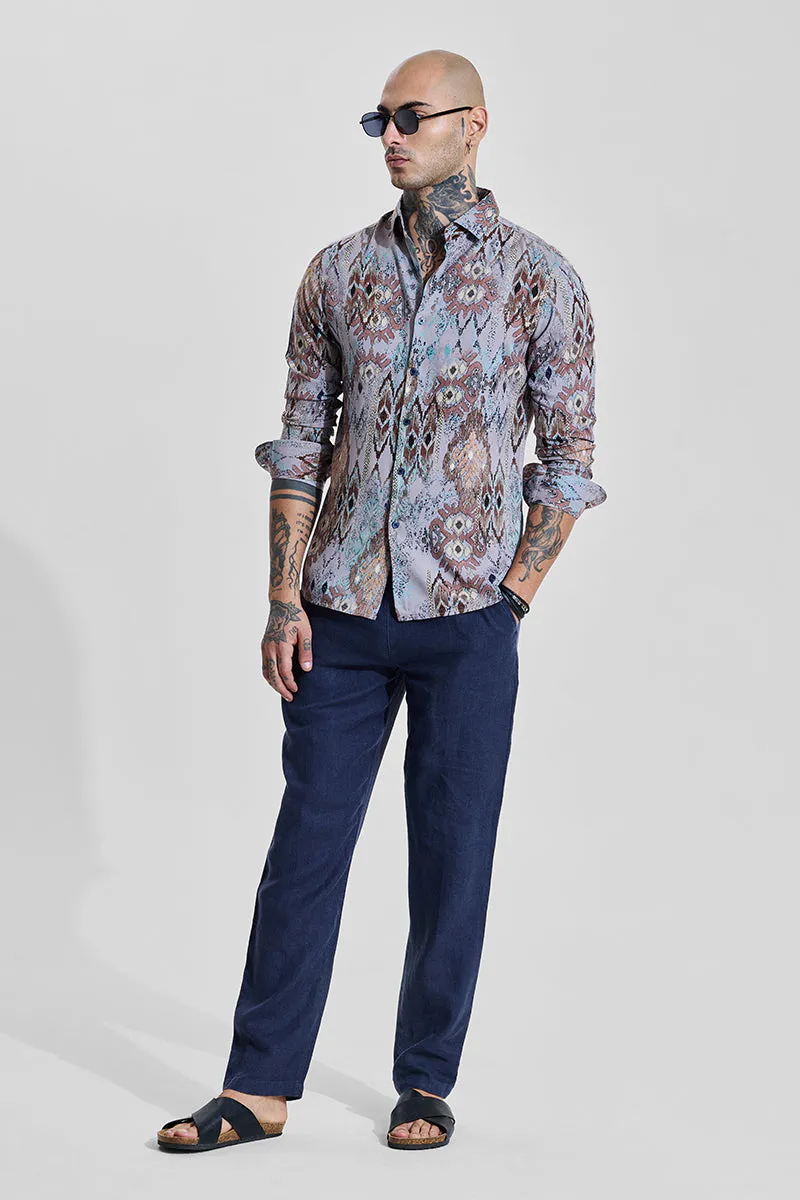 Lavender Abstract Slim Fit Shirt - Image 2