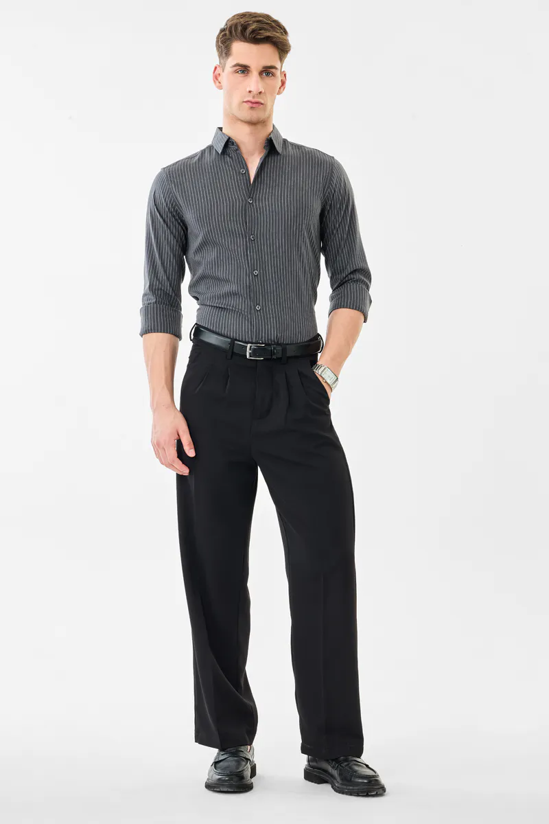 Slim Fit Stretch Stripes Shirt - Image 3