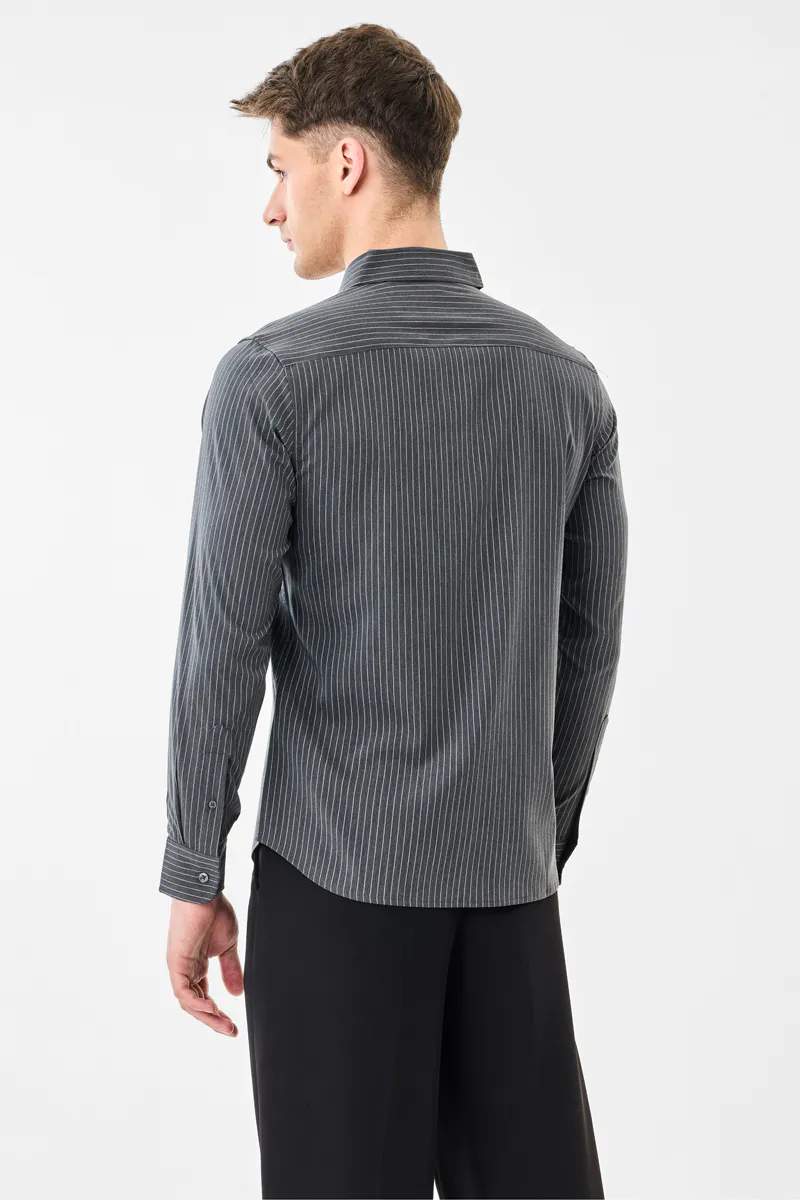 Slim Fit Stretch Stripes Shirt - Image 5
