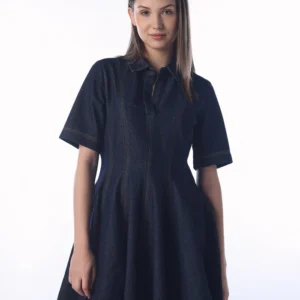 Flared Cotton Denim Dress