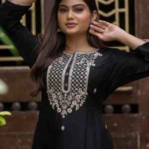Black Embroidered Suit Set
