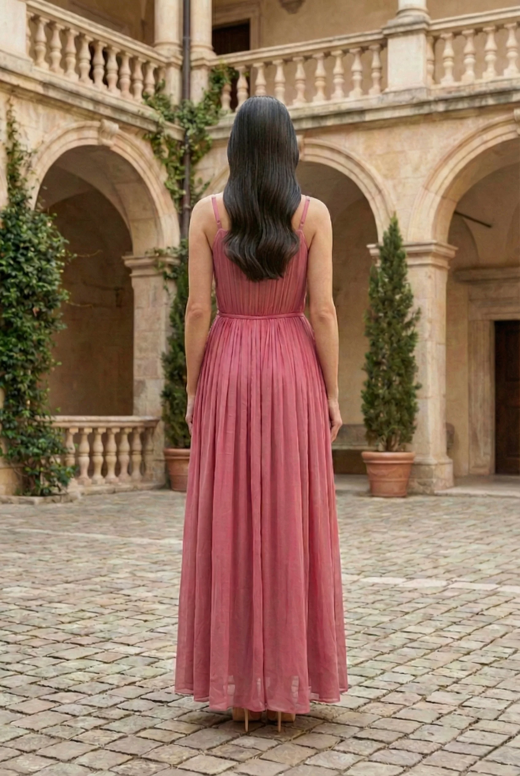 Dusty Rose Pleated Maxi Dress - Image 3