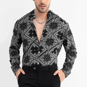 Mandala Print Black Shirt